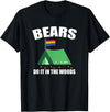 Gay Camping Bears LGBT Funny Gay Camping LGBT Pride Bears T-Shirt - Black