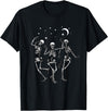 Skeleton Dancing Under The Moon Funny Happy Halloween T-Shirt - Black