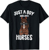 Cute Horse Owner Gifts Just a Boy who Loves Horses Equestrian Horseback Riding Kids T-Shirt - Black