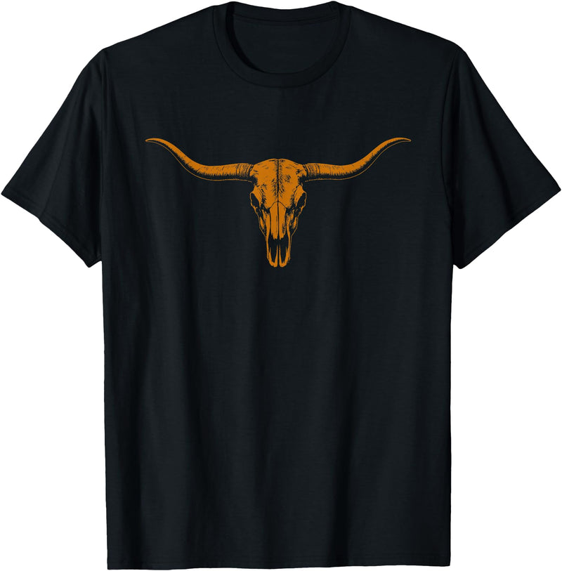 Distressed Texas Apparel Cow Skull Cowgirl Cowboy Texas Vintage Men Woman T-Shirt - Black