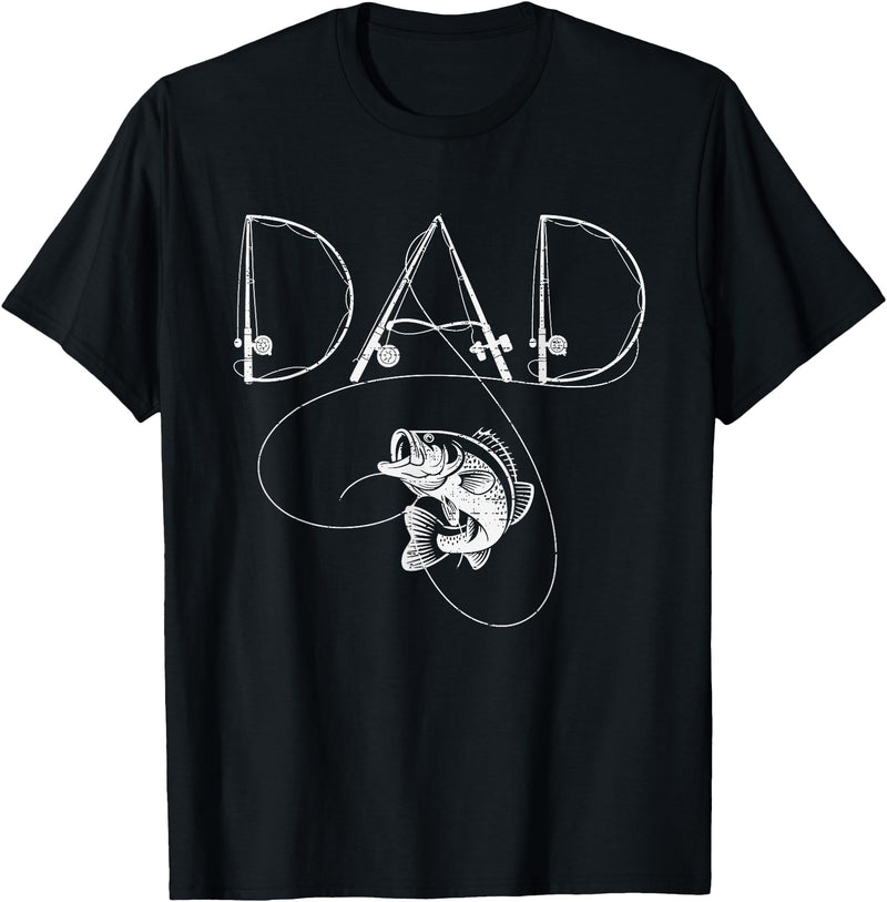 Fishing shirts for Men Women Kids Fishing Dad Rod Fisherman Fish Lover Daddy Father's Day Mens T-Shirt - Black