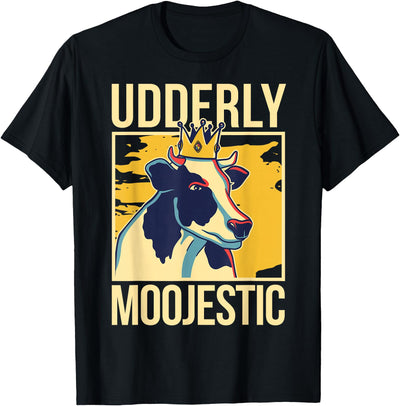 Cow Lover Cattle Farmer Udderly Moojestic Udder Cow T-Shirt