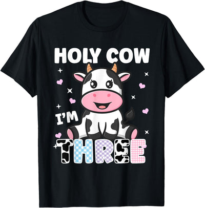 Holy Cow I'm Years Old Cow Birthday by Zynx Three Cute Cow T-Shirt