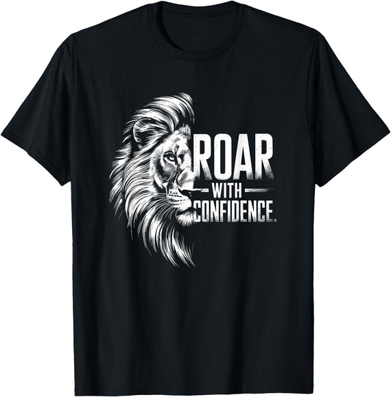 Wild Spirit Animal Theme Designs For Men And Women Roar with Confidence - Lion Design For Him And Her T-Shirt - Black