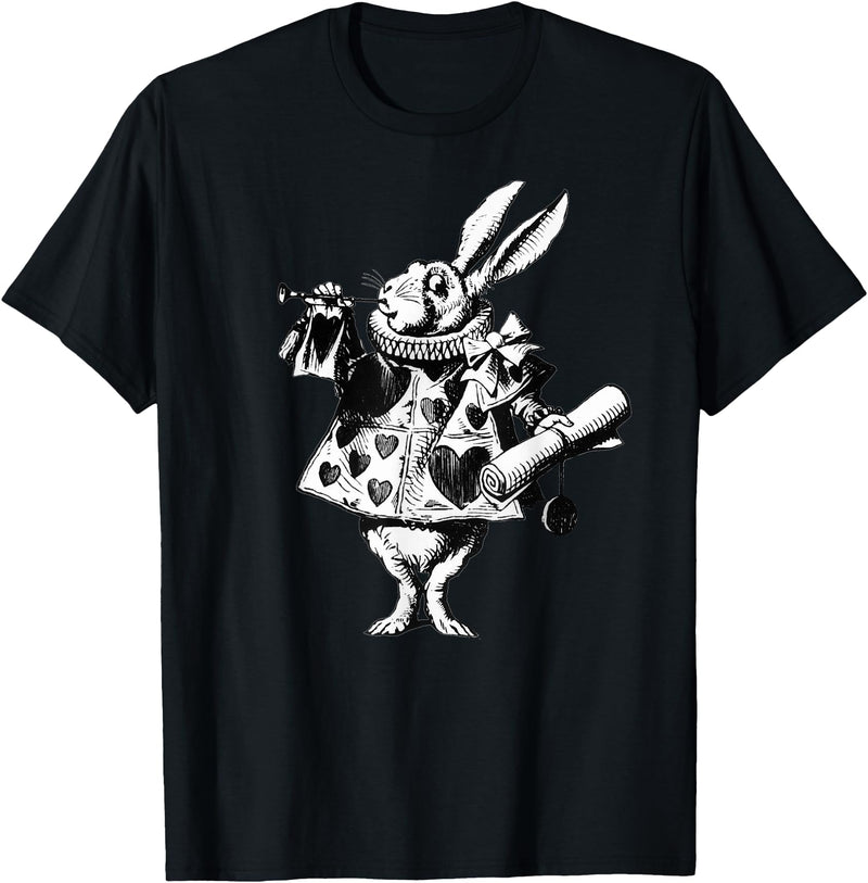 Halloween White Rabbit Alice-In-Wonderland T-Shirt in Black