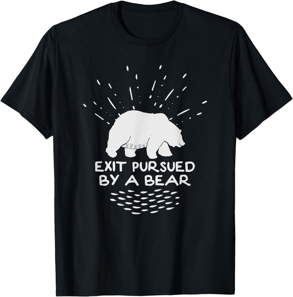 Funny Winter Tees Exit Pursued By a Bear - Funny Shakespeare - Winter Shirt T-Shirt - Black