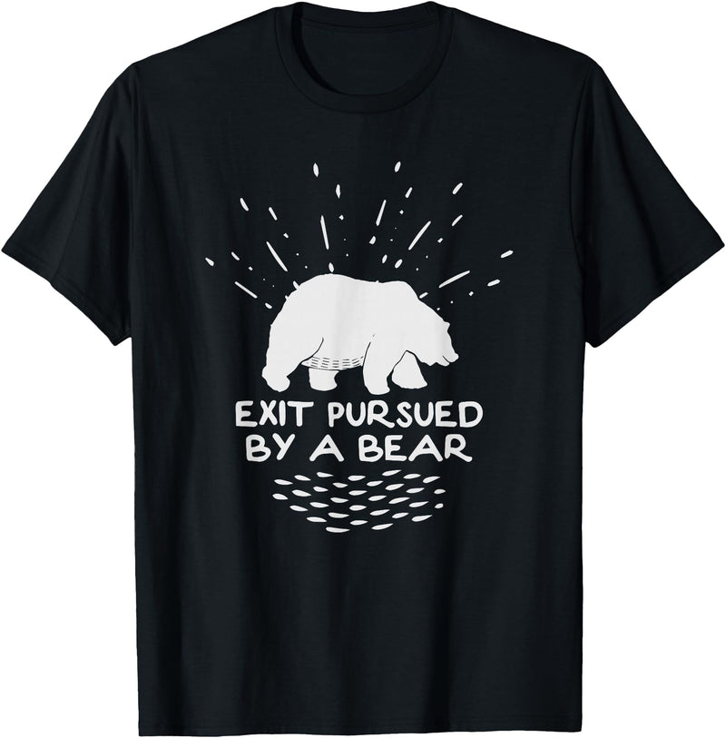 Funny Winter Tees Exit Pursued By a Bear - Funny Shakespeare - Winter Shirt T-Shirt - Black