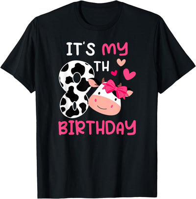 Eight Year Old Cow Eighth Birthday Cows 8th Cow Birthday T-Shirt