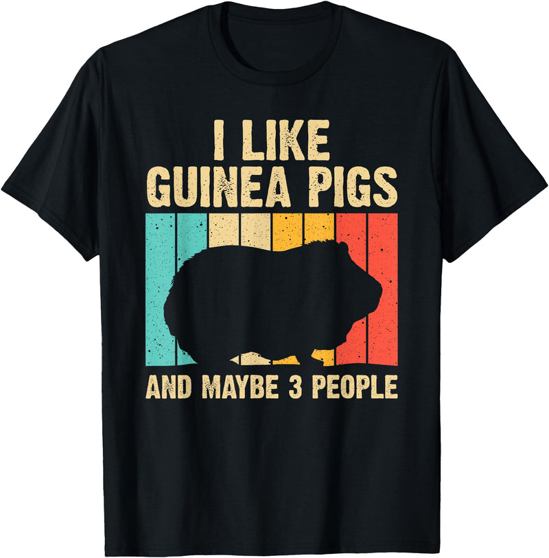 Cool Vintage Guinea Pig Gift Domestic Cavy Animal Funny Guinea Pig Design For Men Women Kids Guinea Pig Lovers T-Shirt - Black