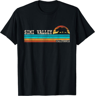 Simi Valley California State Bear Retro Sunset T-Shirt
