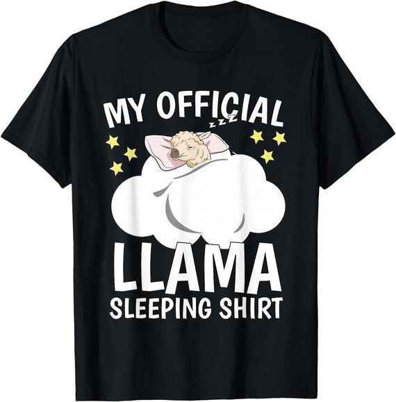 Llama Sleeping Wear Kids, Women & Men Official Sleeping Shirt Sleep Shirt Pajama Naps PJ Llama T-Shirt - Black