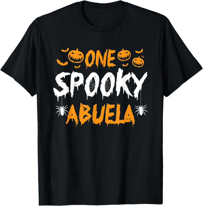 Spooky Halloween Matching Family Costumes 1 One Spooky Abuela Grandmother Matching Family Halloween T-Shirt - Black