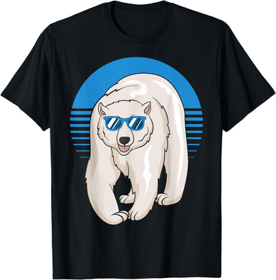 Climate Change Animal Polar Bears Gifts Arctic Animal Lovers Cool Sunglasses Retro Polar Bear T-Shirt