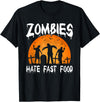 Halloween Runner Costume Gifts Zombies Hate Fast Food Party T-Shirt - Black