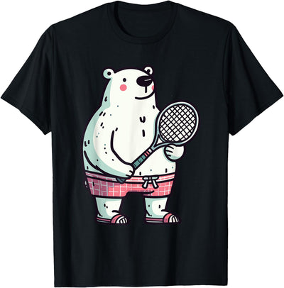 Polar Bear Racket Ball Animal Playing Tennis Polar Bear Tennis Club Animals Sport Tournament T-Shirt