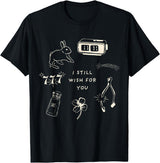 I Still Wish for You Lucky Rabbit 1111 Stars Clover Signs T-Shirt in Black