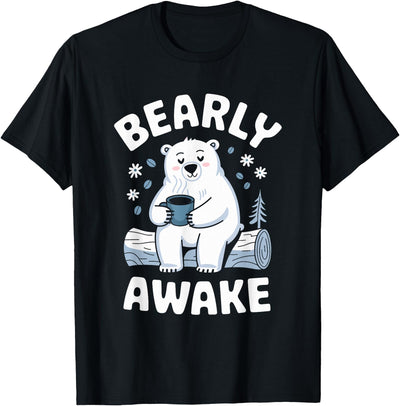 Polar Bear Pajama Coffee Bearly Awake Sleep T-Shirt