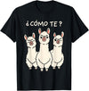 GoshWow Como Te Llamas Shirt Funny Llama Spanish Teacher Joke T-Shirt - Black