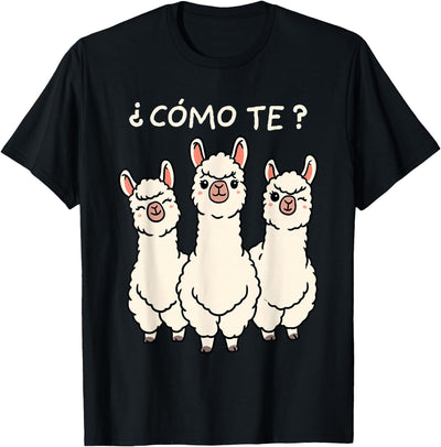 GoshWow Como Te Llamas Shirt Funny Llama Spanish Teacher Joke T-Shirt
