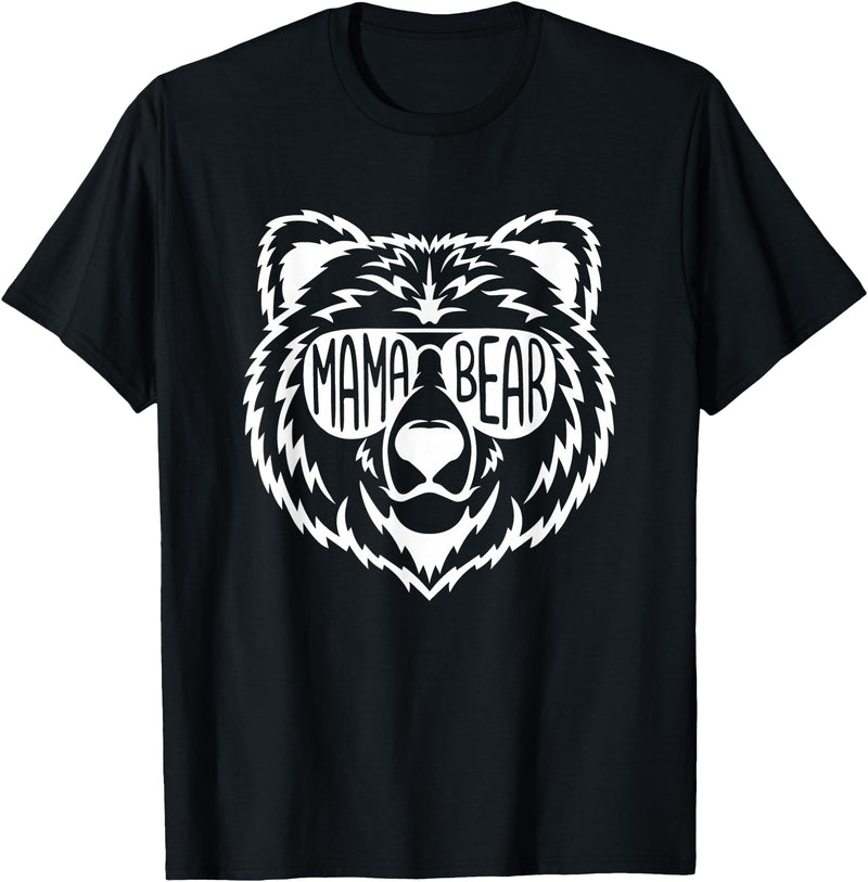 Funny Mothers Mama Bear Face Mama Bear Face Sunglasses Mother Mom Mommy T-Shirt - Black