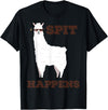 Animal Llama with Sunglasses Gift Shirts Spit Happens Funny Llama T-Shirt Cool Llama Alpaca Lover Tee for Men, Women & Kids, Black, Small, Short Sleeve, Classic Fit - Black
