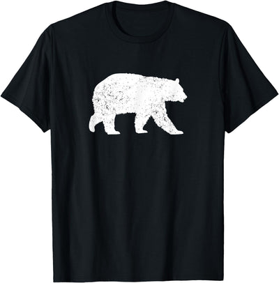 Distressed Black Bear Graphic Silhouette T-Shirt