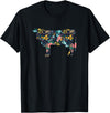 Cow Floral Silhouette Cattle Farm Lover Floral Cow Silhouette Womens Girls Cow Farm Animal T-Shirt - Black