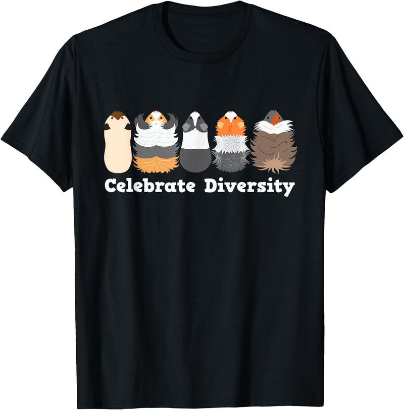Guinea Pig Diversity Cute Rodent Lovers Celebrate Diversity Cute Party Theme Pet Lovers Guinea Pig T-Shirt - Black