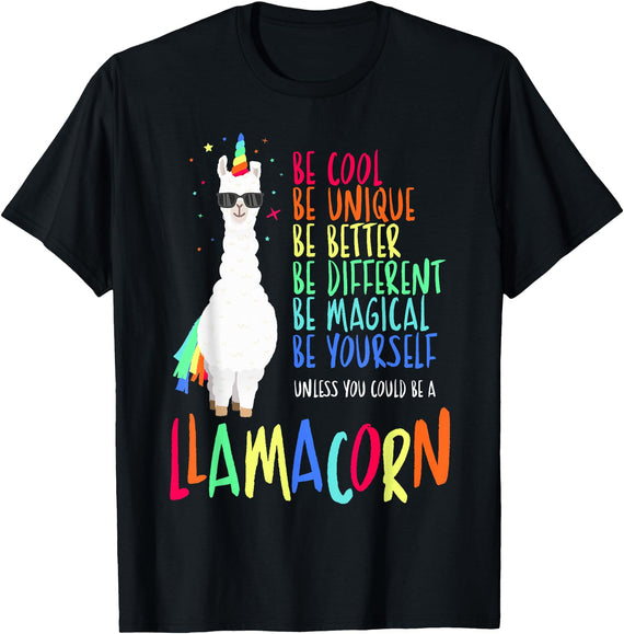 CuisineDuCool Funny Llamacorn - Funny Cute Llama Unicorn T-Shirt - Black