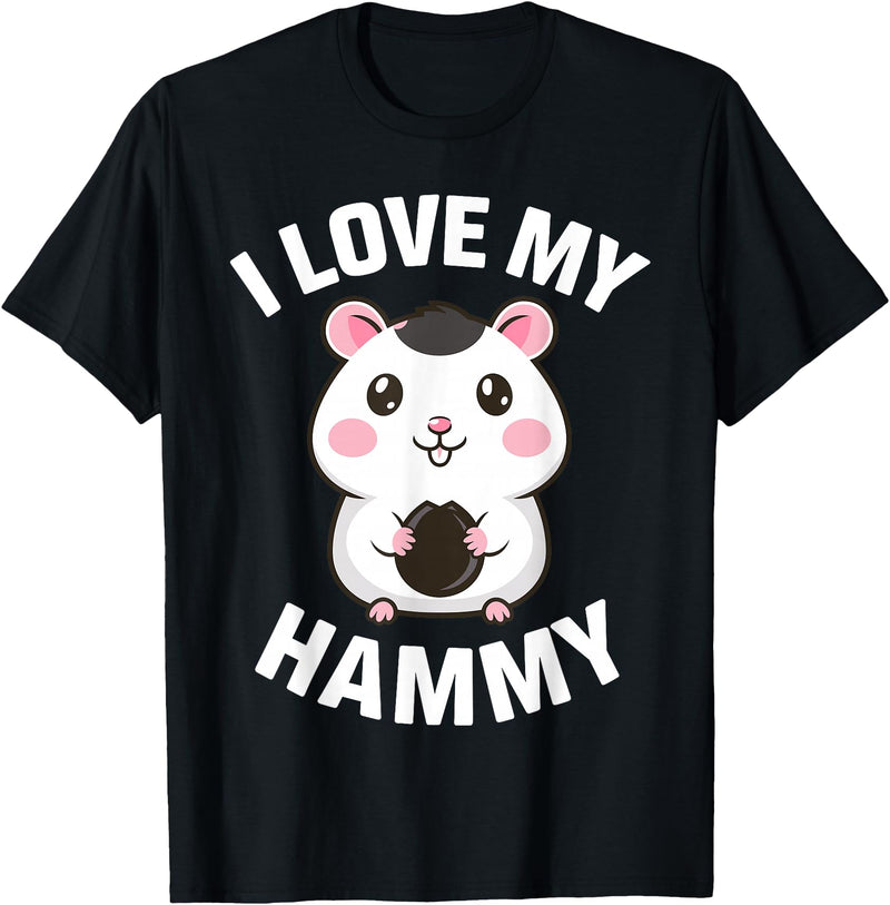 Cute Hamster Design for Men Women Kids Pet Hamster Lovers T-Shirt - Black