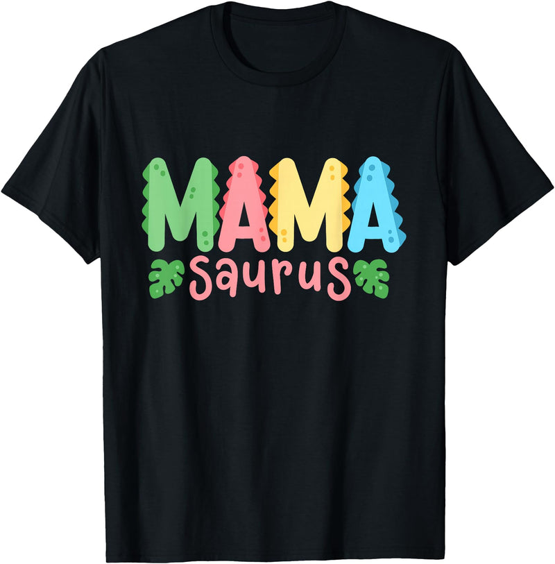 Kids Dinosaur Birthday Party Squad Outfit Mama Saurus Children's Dinosaur Birthday Party Family Matching T-Shirt - Black