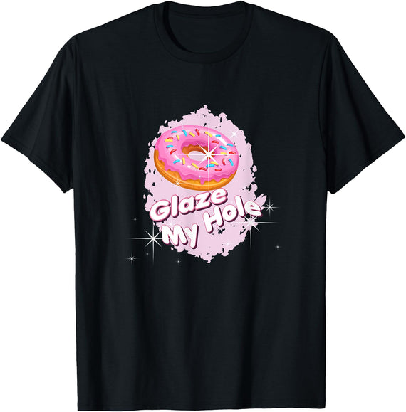 Cruising Daddy Gay Mens Clothing Funny Pink Donut Gay Glaze My Hole LGBTQ Bear T-Shirt - As Pictured