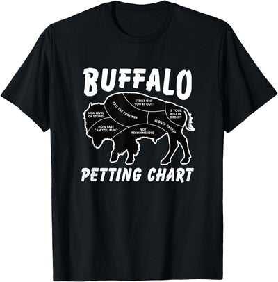 Fluffy Cow Club Buffalo Wildlife Petting Chart for Bison T-Shirt