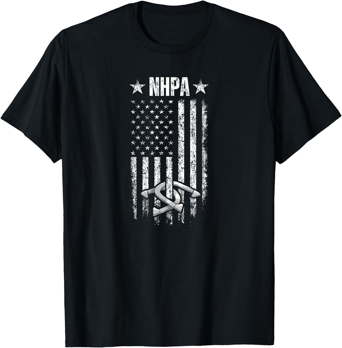 National Horseshoe Pitchers Association NHPA Distressed Flag T-Shirt - Black