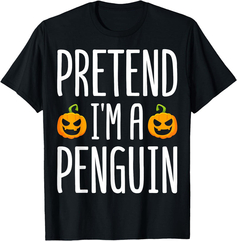 Penguin Halloween Gifts Co. Pretend I’m A Penguin Pumpkin Halloween Costume T-Shirt - Black