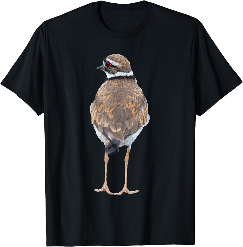 BJD Birds Killdeer Cute Graphic Print T-Shirt Bird Gift Bird Lover T-Shirt - Black