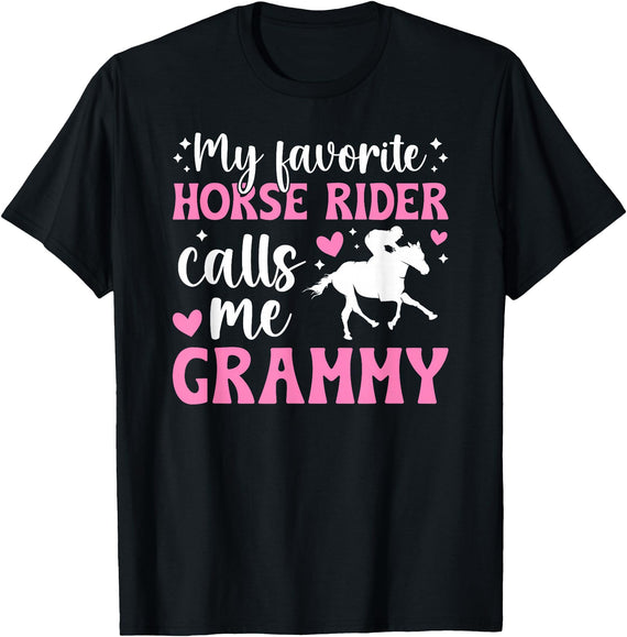 Proud Horse Show Grammy For Mother's Day Horse Show Grammy Grandma Proud Equestrian Grammy T-Shirt - Black