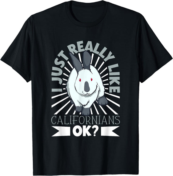 Rabbit Motif - California Rabbit T-Shirt in Black