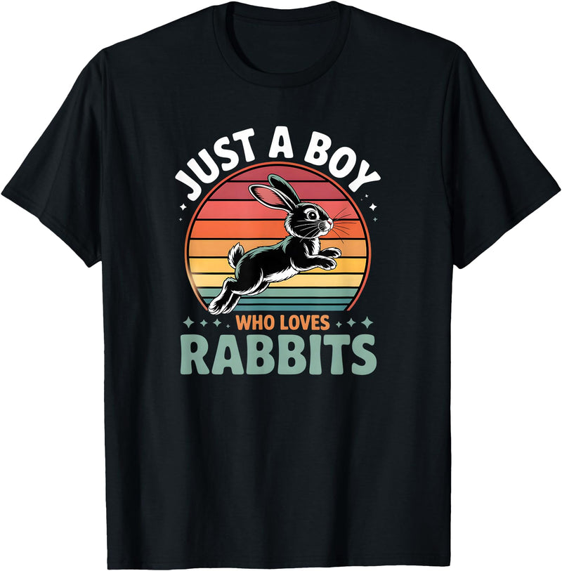 Cute Boys Rabbit Lover Bunny Graphic T-Shirt in Black
