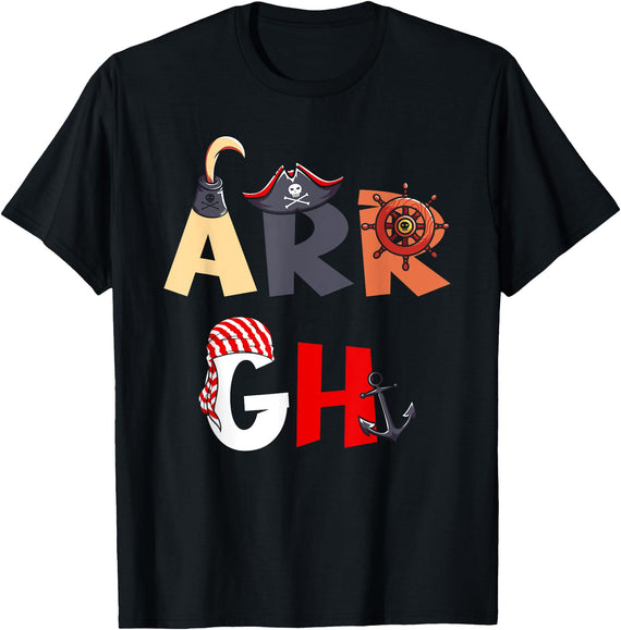 Captain Halloween Pirate Costume Apparel Pirate Arrgh Funny Halloween T-Shirt - Black