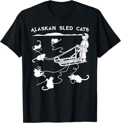 Sledding Gifts by LAD Graphics Sledding Gift Cute Alaskan Sled Cats for Cat-Loving Alaskans T-Shirt