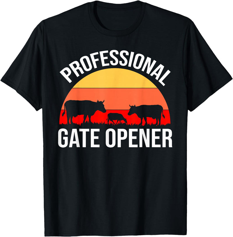 Opener Cow Lover Gift Co. Professional Gate Opener Cow Apparel T-Shirt - Black