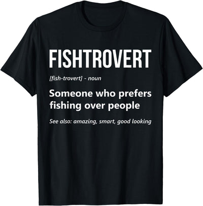 Fisherman Angler Fishtrovert Definition Funny Fishing Lover T-Shirt