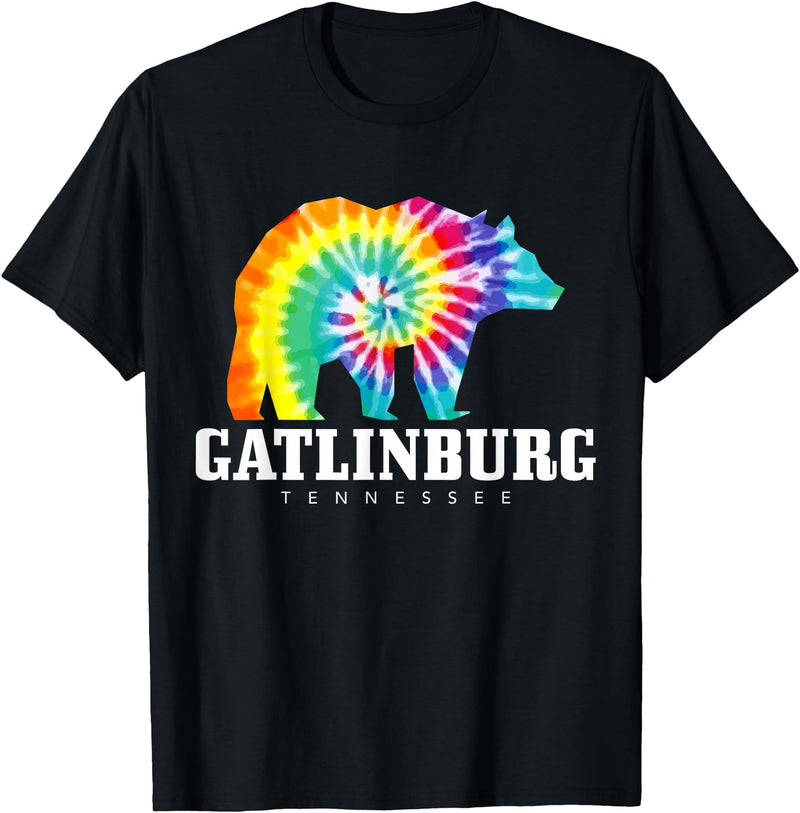 Gatlinburg Tennessee - Bear Tie Dye Gatlinburg Tennessee Bear Tie Dye Vintage Retro T-Shirt - Black
