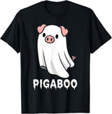 Pig Ghost Boo Halloween Humor By TEERA Funny Pig Ghost Spooky Season T-Shirt - Black