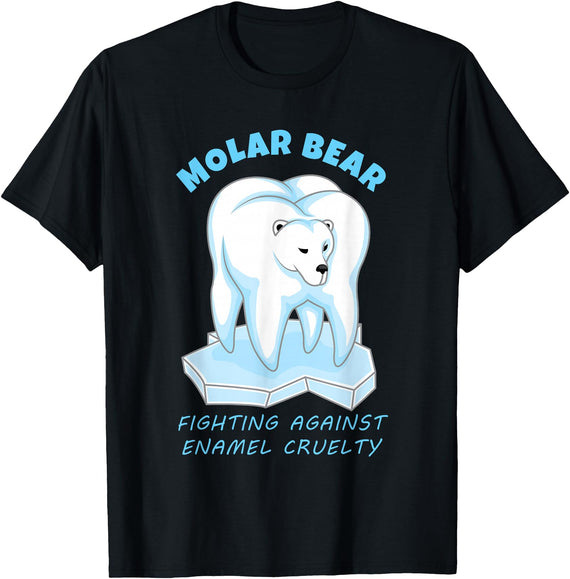 Polar Bear Tooth Tees Molar Bear - Funny Dental Polar Bear Pun T-Shirt T-Shirt - Black