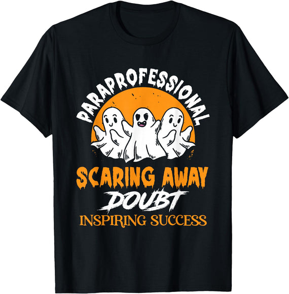 Scary Retired Profession Job Teach Retirement Halloween Paraprofessional Para Educator Teacher Parapro T-Shirt - Black