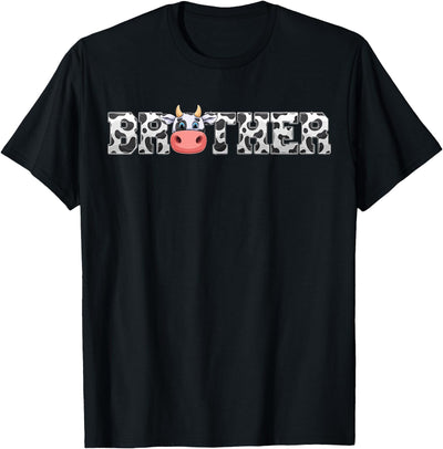 Brother Cow Print Cowboy Animal Pattern Farmer Cow Brother T-Shirt