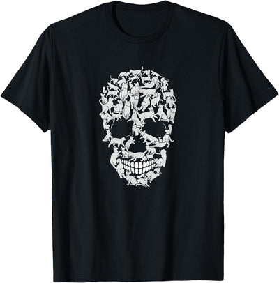 Skull Skeleton white Cats Halloween Cats Lovers Skull Kitty Cat T-Shirt