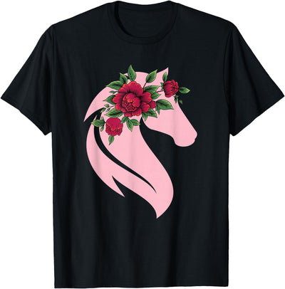EDILILU Flower Horse Lover Horse Riding Cowgirl Western Women Girls T-Shirt